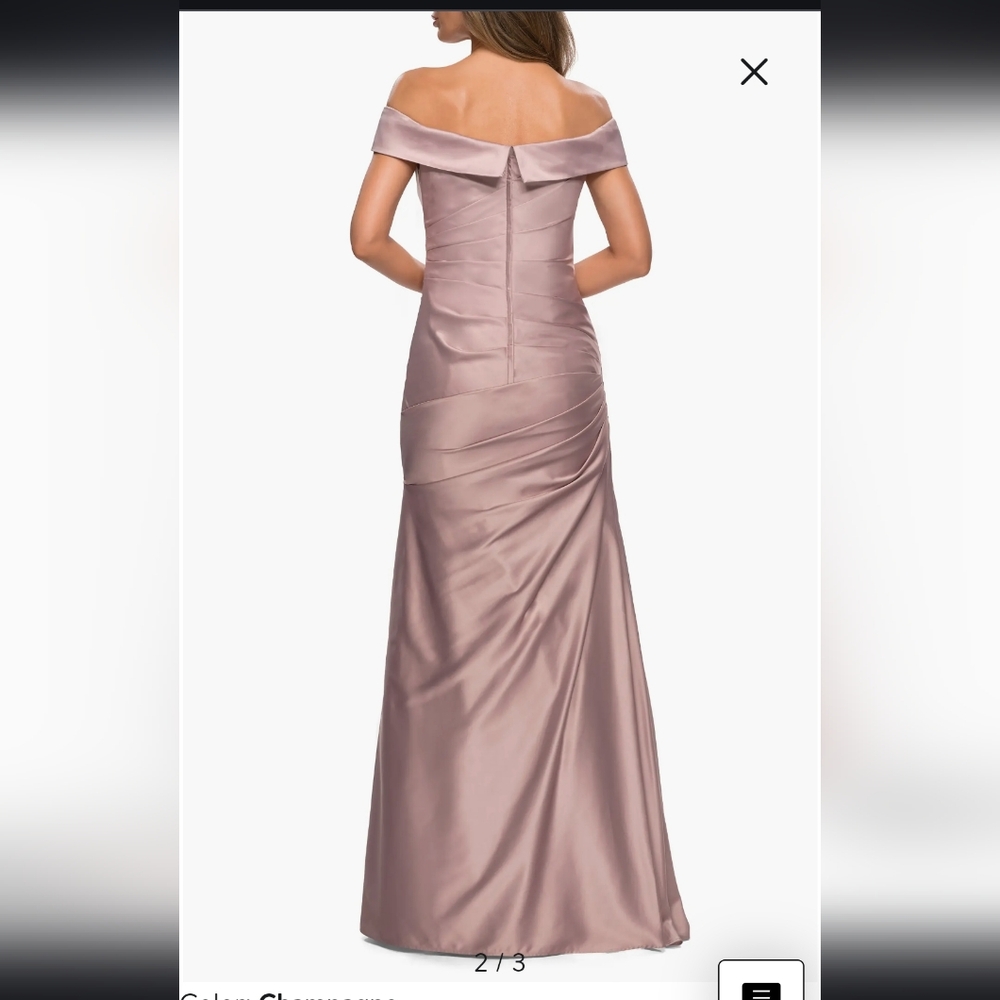 La Femme Off-Shoulder Champagne Dress - Picture 2 of 4